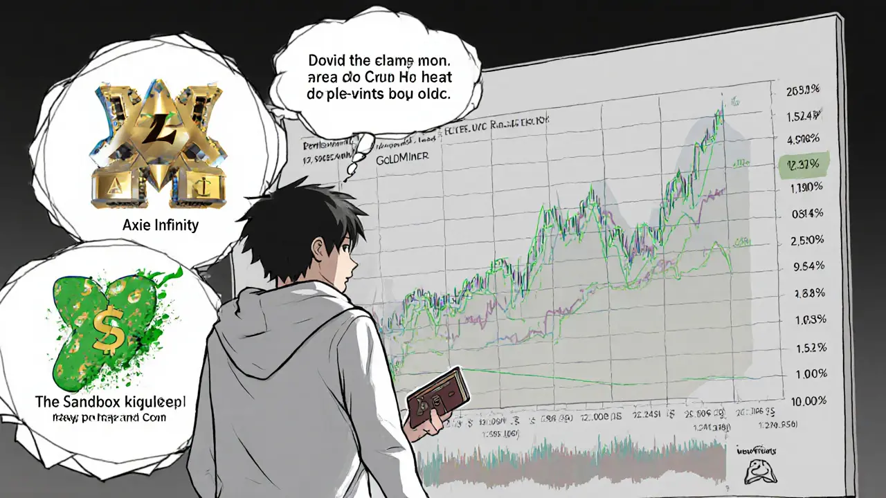 Gamer reviews low‑volume market chart for GM, noting risks beside rival game icons.