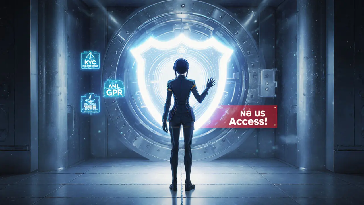 Anime guardian in front of a cold‑wallet vault, surrounded by security icons.