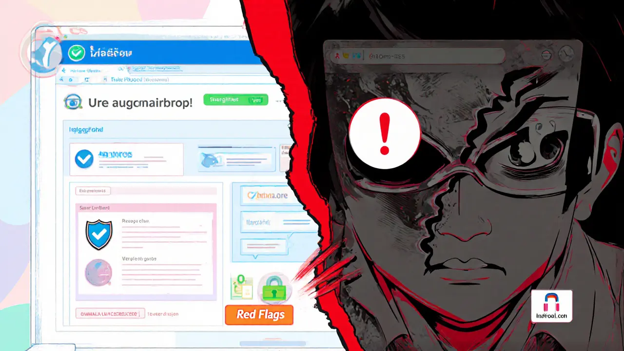 Side‑by‑side manga panels contrasting a legit ORCAI airdrop with a fake ORI claim.
