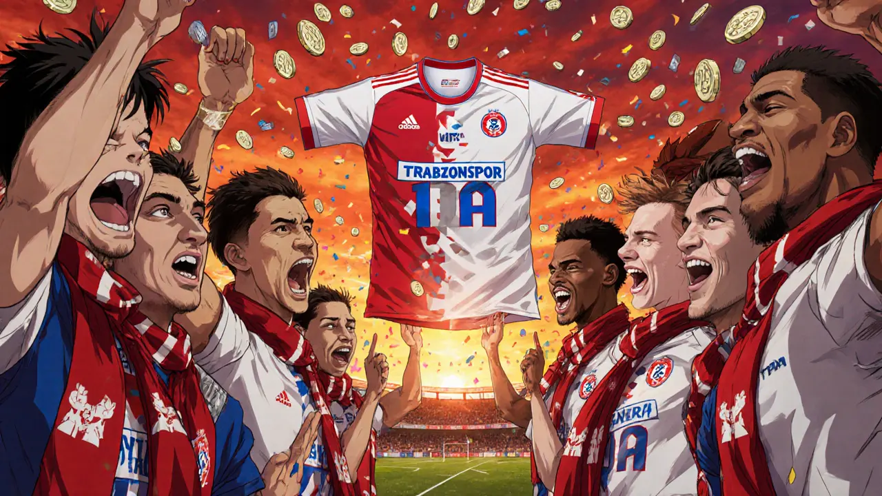 Fans cheering as their voted jersey design is worn by players on the pitch.