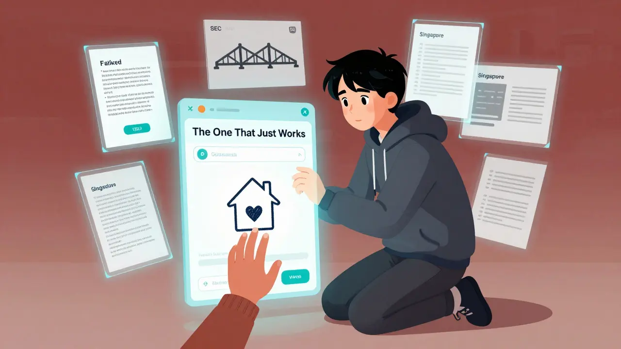A developer at work as a child places a heart-shaped icon on a broken Web3 interface, symbolizing user-first design.