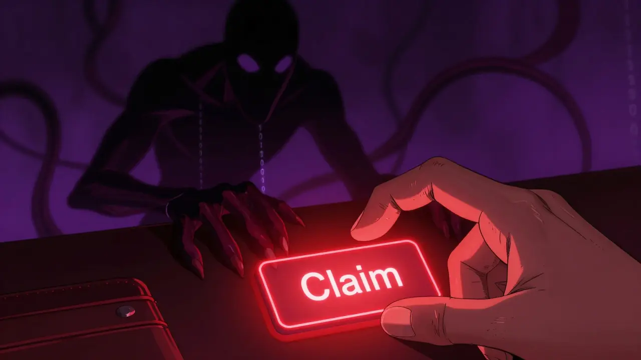 Manga art of a hand about to click a glowing red button with a digital shadow looming