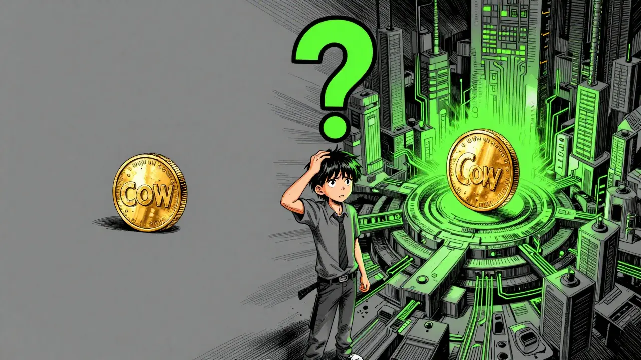 Manga comparison between a small token and a large high-tech digital fortress