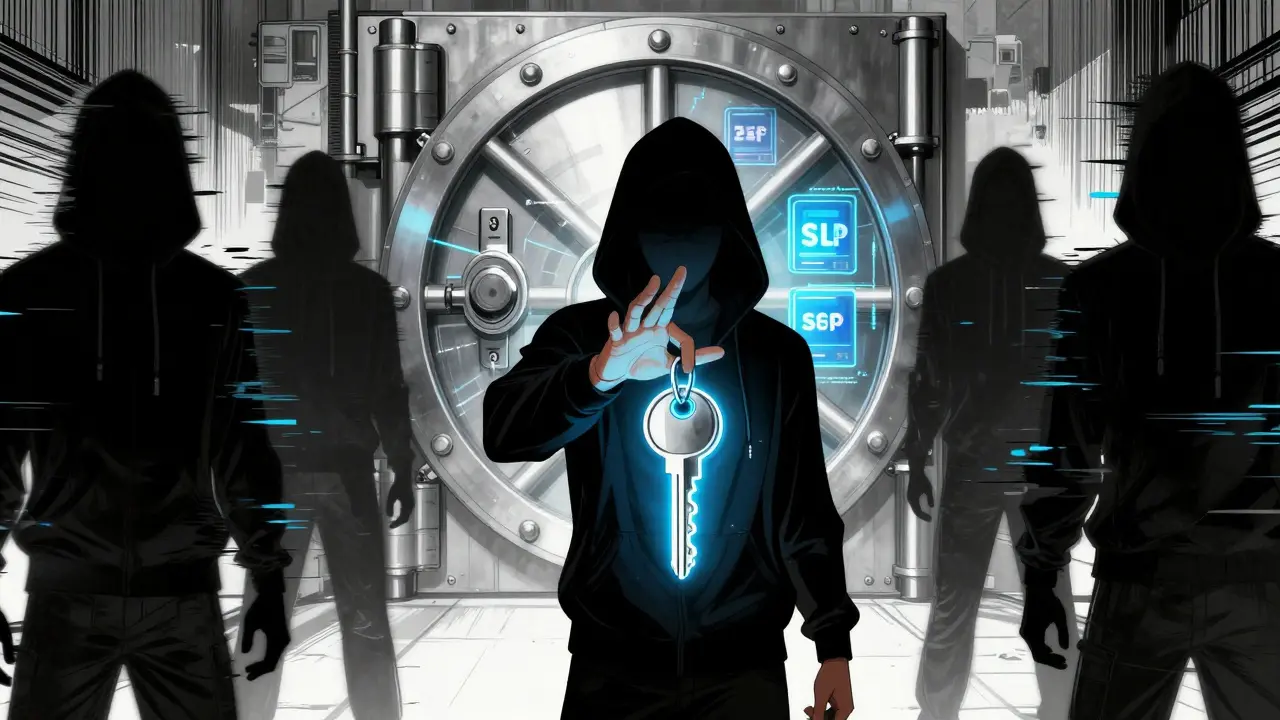 Manga illustration of a user protecting a digital key from glitchy imposters