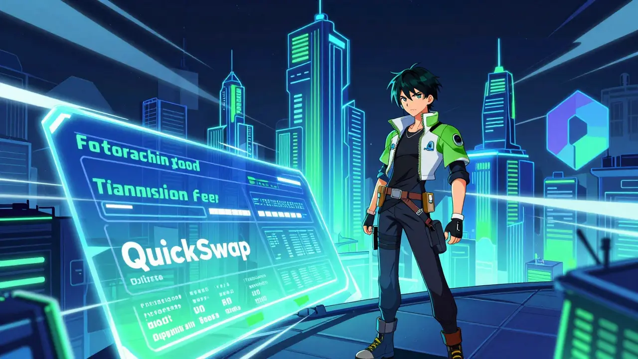 Anime character using efficient QuickSwap DEX interface