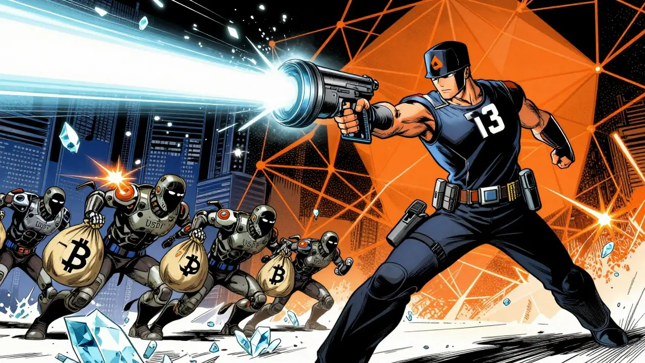 Anime hero freezing illicit crypto funds on the TRON blockchain