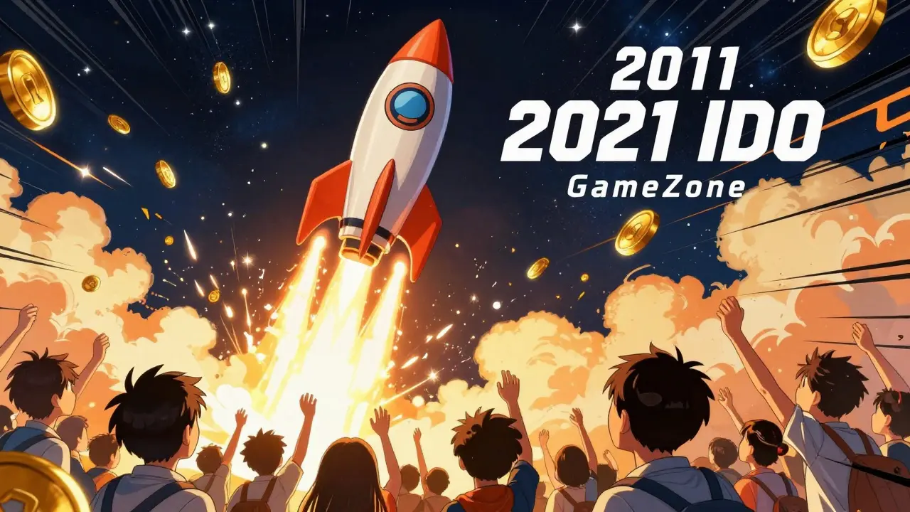 GZONE token rocket launching during the 2021 IDO event