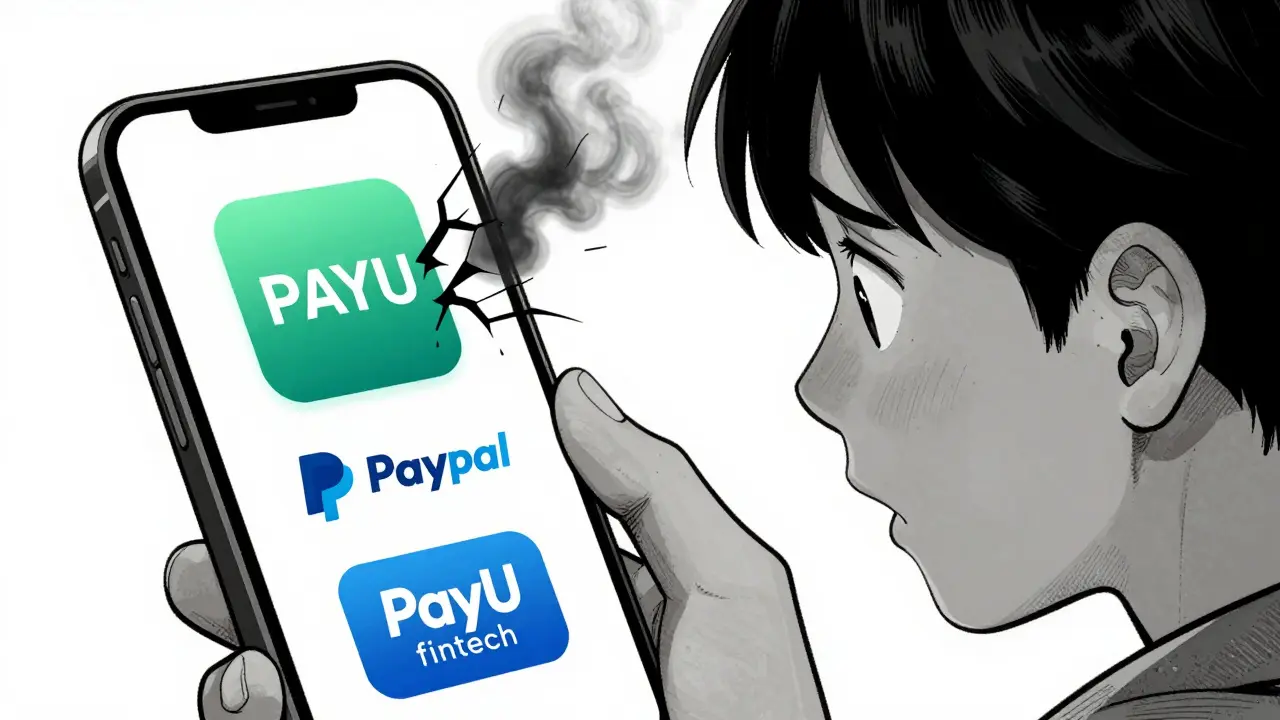 Manga illustration showing confusion between fake PAYU and real brands.