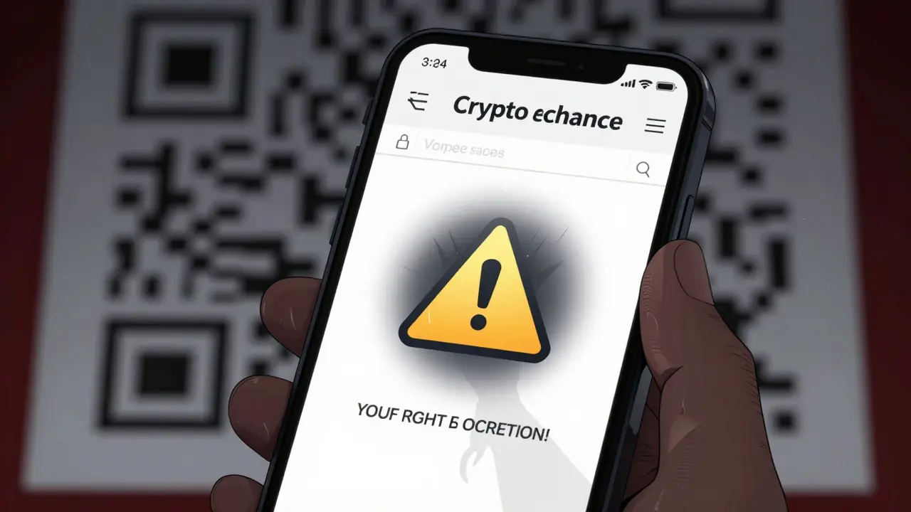 Smartphone screen displaying malicious phishing site