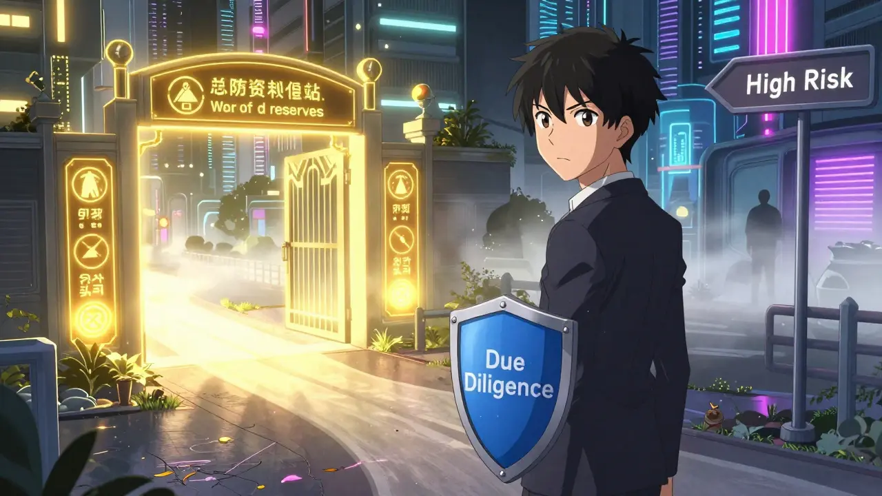 Anime character choosing between a regulated safe path and a foggy high-risk alleyway in a city.