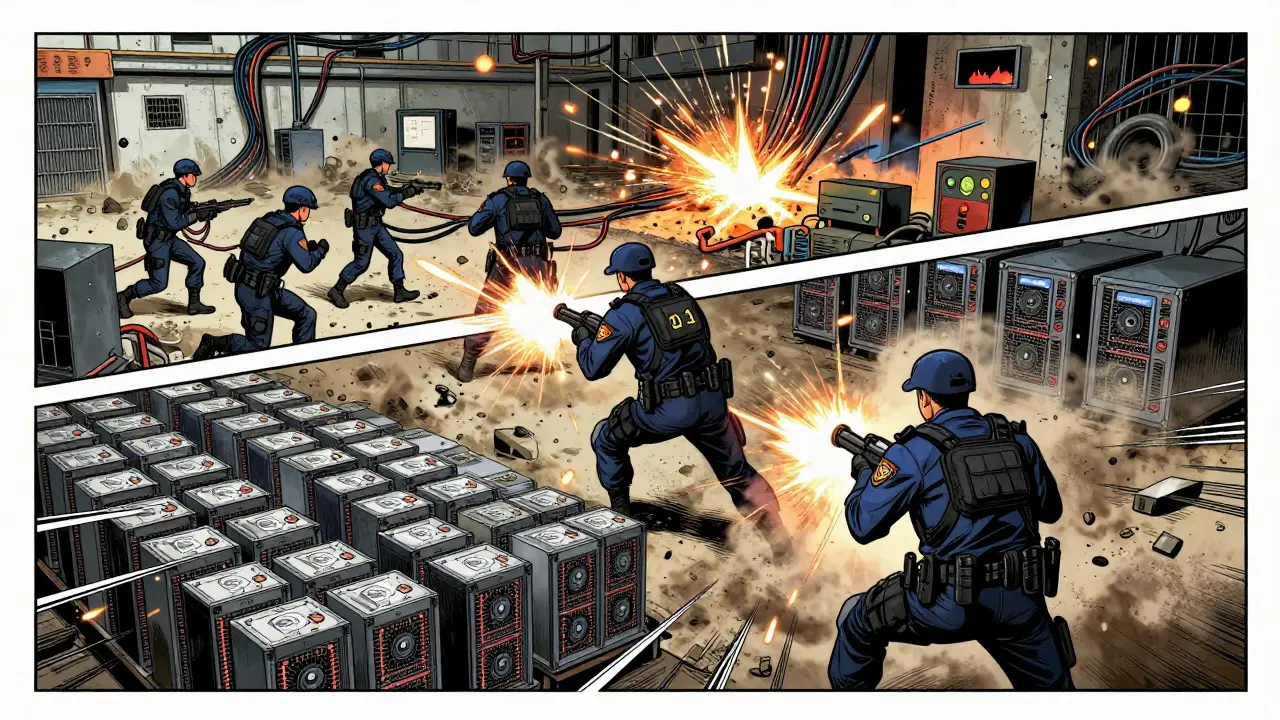 Manga art: Police raiding illegal crypto mining farm in Angola