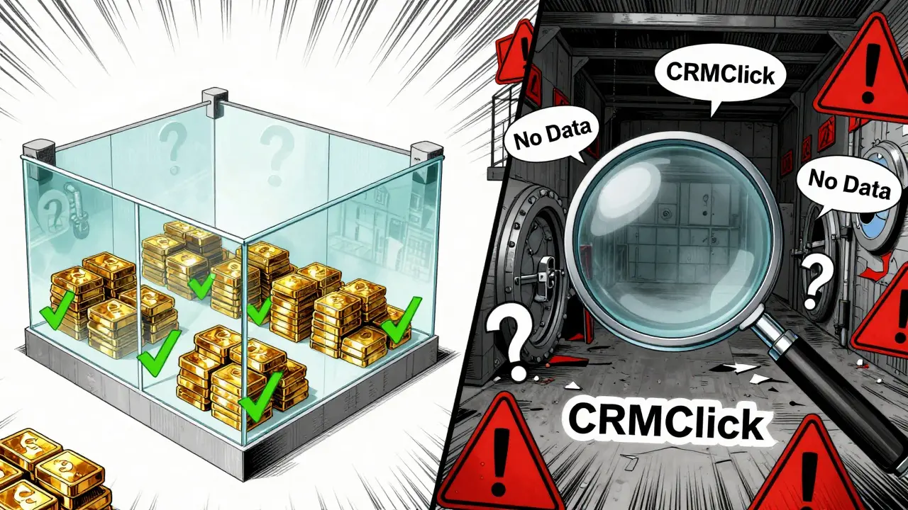 Manga illustration comparing a transparent secure vault with a chaotic, empty risky exchange warehouse.