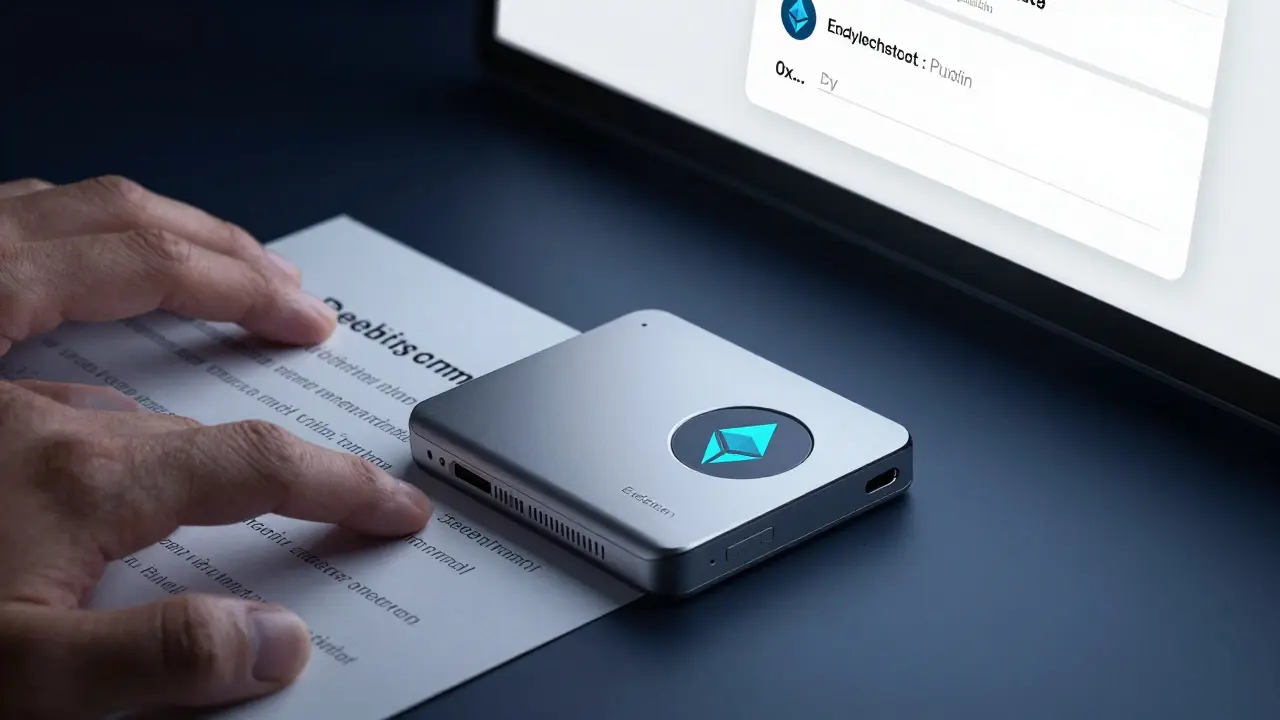 Secure hardware wallet and seed phrase setup for claiming ERC20 tokens safely