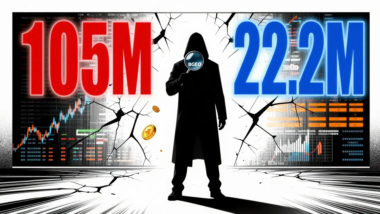Shadowy figure analyzing conflicting supply data on a cracked screen
