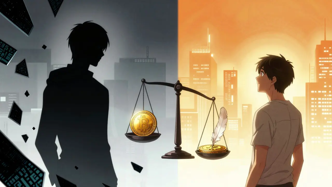 Anime art depicting the balance of risk and reward in investing in LEMON crypto