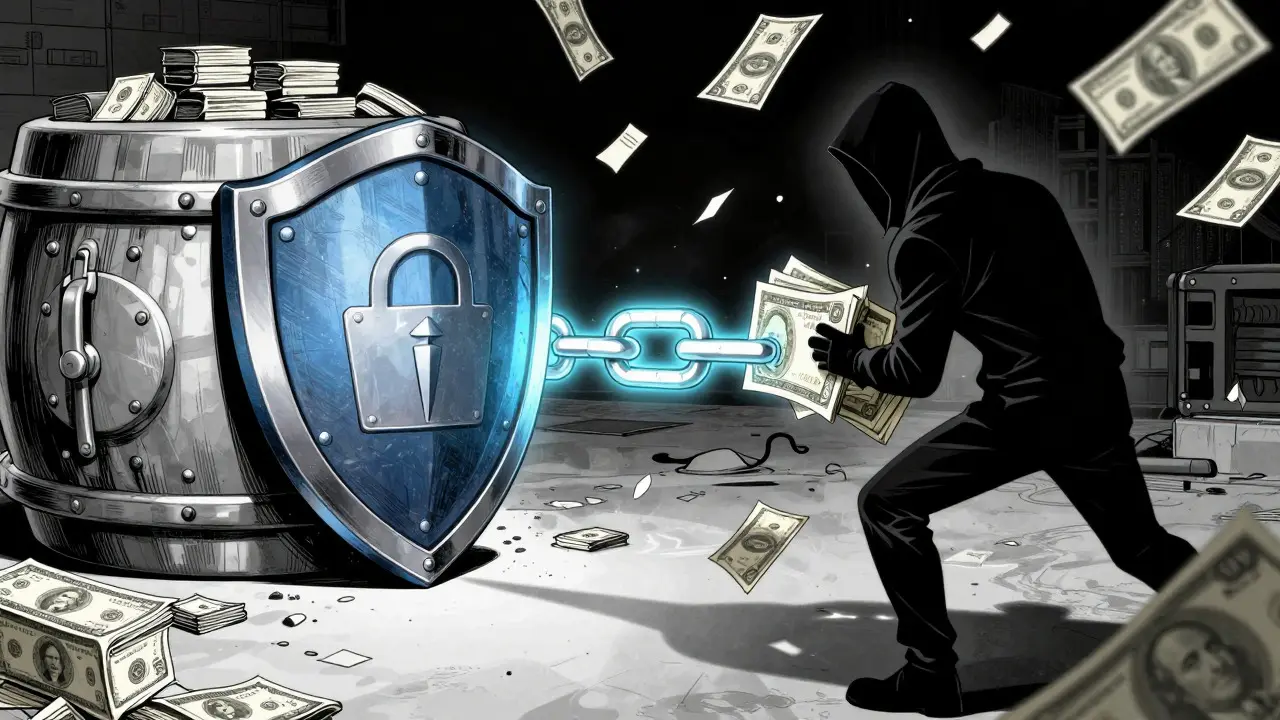 Manga art showing secure smart contract vs hacker attack vector