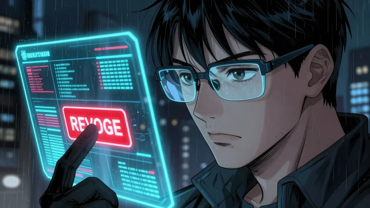 Manga hero revoking wallet permissions via hologram