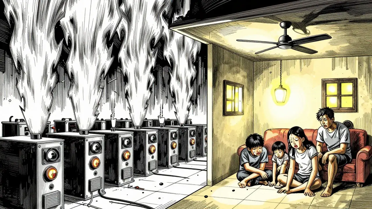 Manga style: Mining rigs draining power from struggling Algerian homes.