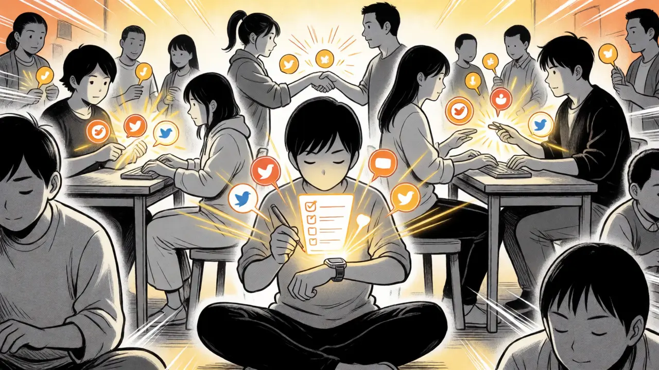 Community members completing tasks and earning points in a manga scene