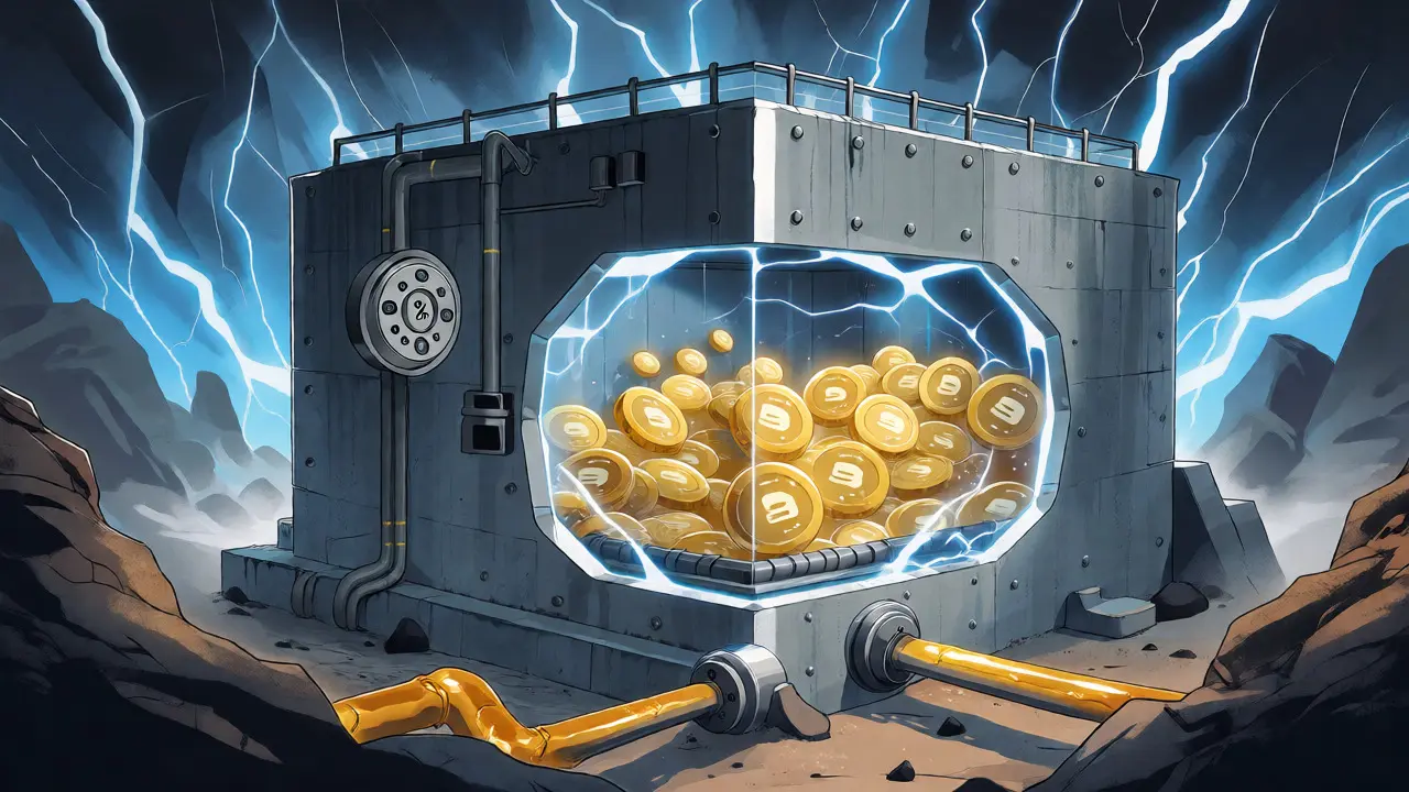 Secure underground vault storing 95% of crypto in cold storage